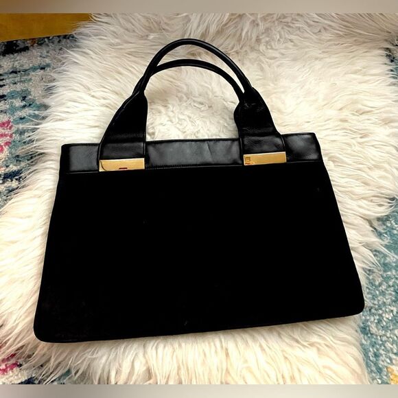 Vintage Susan Gail Leather and Suede Black Handbag - Picture 1 of 10